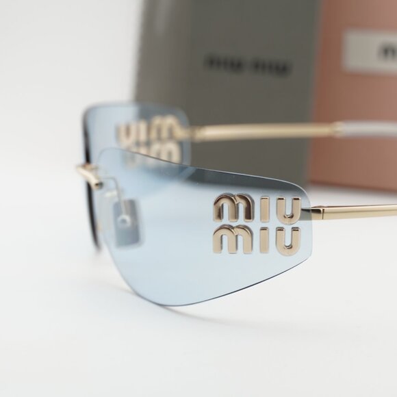 Miu Miu MUA51S ZVN10P Rectangle Sunglasses – Gold\\Light Blue main image 6